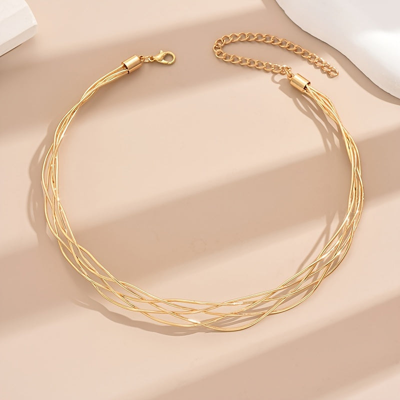 Elegant Twisted Golden Necklace for Women: Perfect for Everyday Wear and Parties