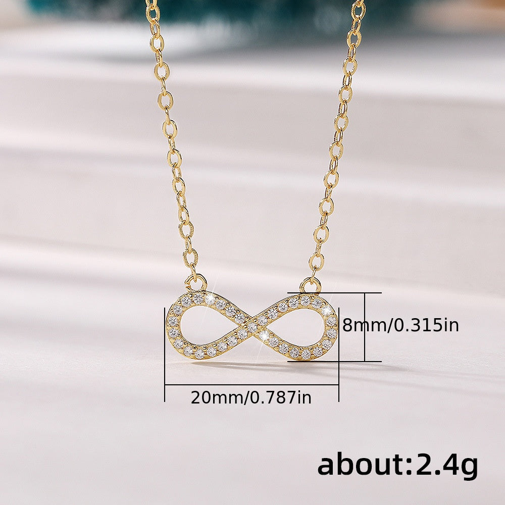 1pc Fashion Necklace  8 Pattern Pendant Zircon Simple Pendant Necklace  Wedding Engagement Jewelry Gift