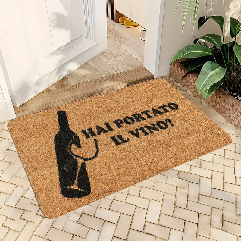 1Pc Italian Wine Themed Doormat With "Hai Portato Il