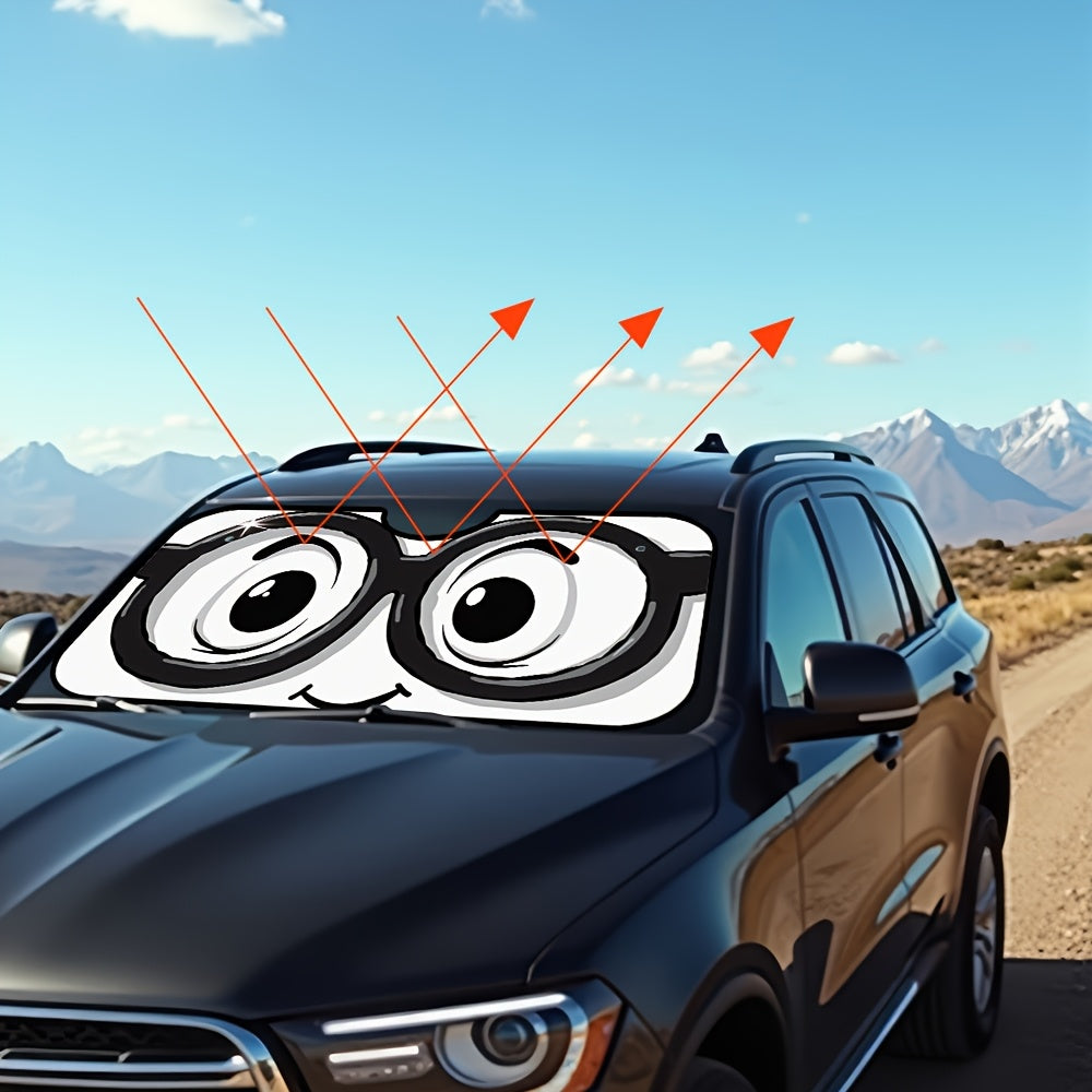 1pc  Fun Cartoon Eyes Design RV Windshield Sunshade  Includes 4 Suction Cups  Ideal for Keeping SUVs and Trucks Cool and Protected from the Sun