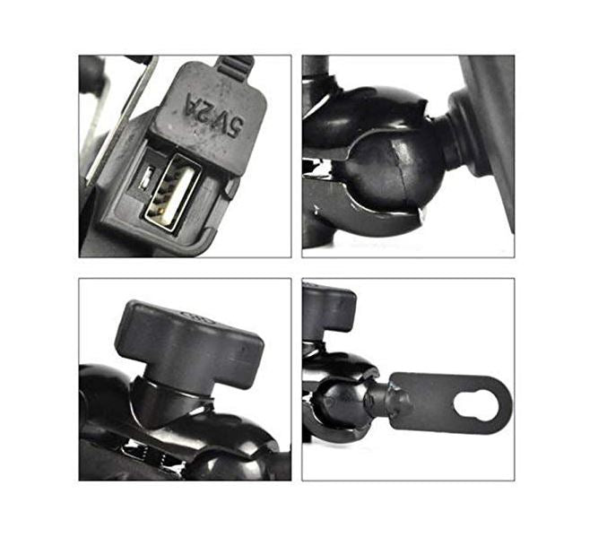 SE088 Universal X Grip Waterproof Motorbike Phone Holder Bracket With USB Port