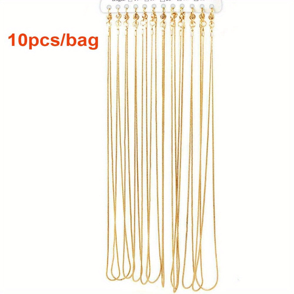 10pcs 40.64 76.2cm ROSE Golden / GOLDEN / PLATED SNAKE CHAINS PLAIN NECKLACES 10 PACKS WHOLESALE