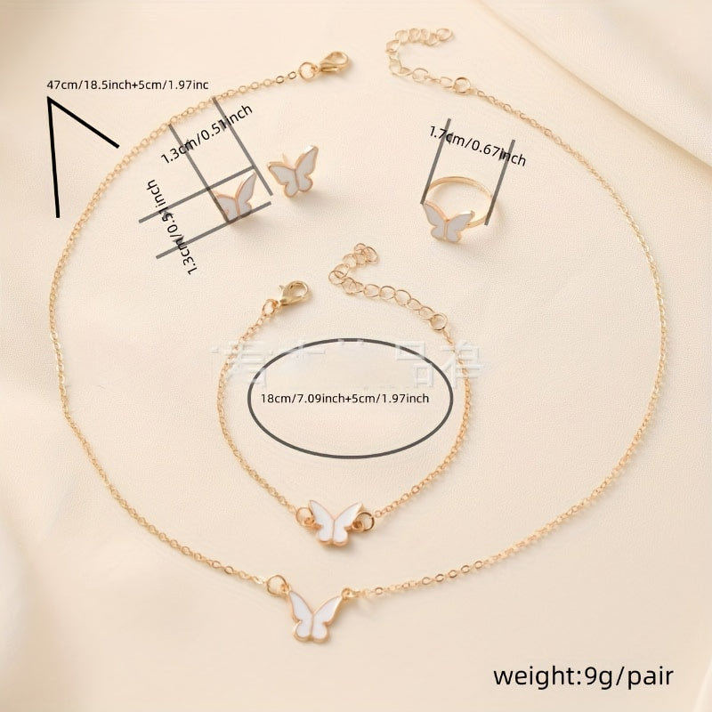 Women's Elegant Butterfly Pendant Necklace & Layered Chain Set   Golden Toned Black Butterfly Design  Minimalist Bohemian Style Interlocking Link Necklace with Delicate Butterfly Charm  Versatile Everyday & Formal Jewelry for Women  Year Round Layered Nec