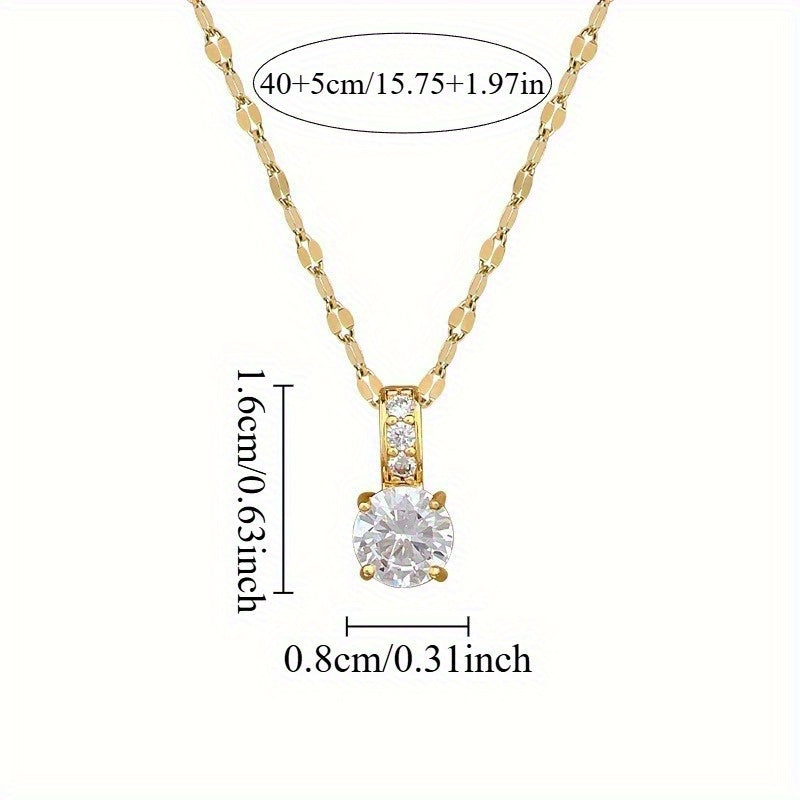 Stainless Steel 18K Gold Plated Plated Micro Set Synthetic Cubic Zirconiaia Pendant Necklace Trendy Adjustable Minimalist Chain Jewelry Gift for Women and Men