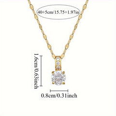 Stainless Steel 18K Gold Plated Plated Micro Set Synthetic Cubic Zirconiaia Pendant Necklace Trendy Adjustable Minimalist Chain Jewelry Gift for Women and Men