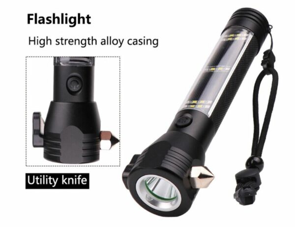FA-T09 Solar Powered Dual USB Charging Glare Aluminum Alloy Flashlight