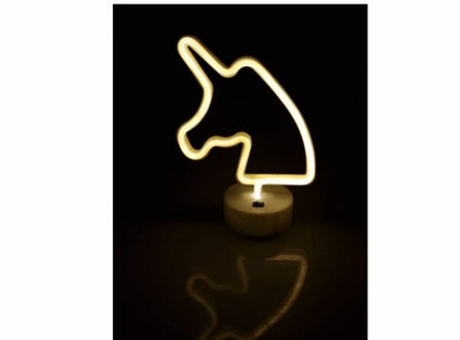 B-12 USB DC Cable or Battery Operated Unicorn Head Neon Lamp With Base