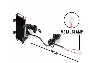 SE088 Universal X Grip Waterproof Motorbike Phone Holder Bracket With USB Port