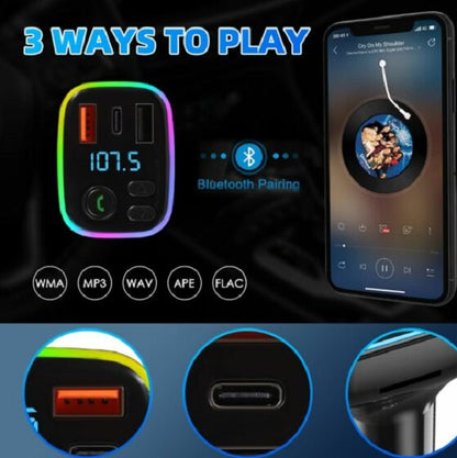 MP3-2 Car FM Modulator And MP3 Player with 2USB + PD Fast Charging