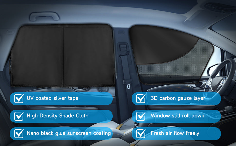 2pcs Black Car Window Shades   UV Blocking  Heat Insulating  Magnetic Privacy Curtains for Side Windows  Ideal for Camping & Outdoor Adventures  Camping Essentials | Star Pattern Design | Nonwoven Fabric