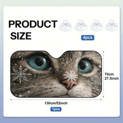 1pc Winter Owl Windshield Sunshade   UV Blocking & Heat Reflective Car Window Shade with Snowy Owl Eyes Design  Foldable Sunshade for SUVs  Trucks  Cars   Fit Windshield Cover  Durable Polyester Sunshade for Cold Weather Driving  Vehicle Sun Protection  E