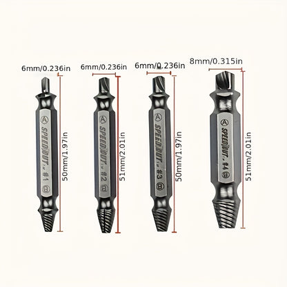4pcs Steel Broken Speed Out Damaged Screw Extractor Drill Bit Remover Guide Set