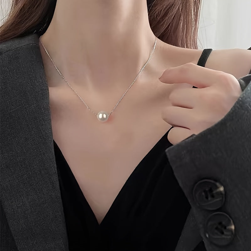 Vintage Boho Copper Chain Necklace with Imitation Pearl Pendant for Daily and Party Wear  No Plating – Valentine's Day Gift  Suitable for All Seasons