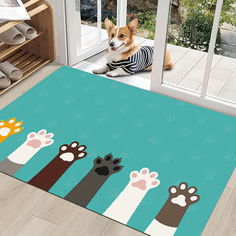 1Pc Cute Cat Paw Print Anti Slip Bath Mat