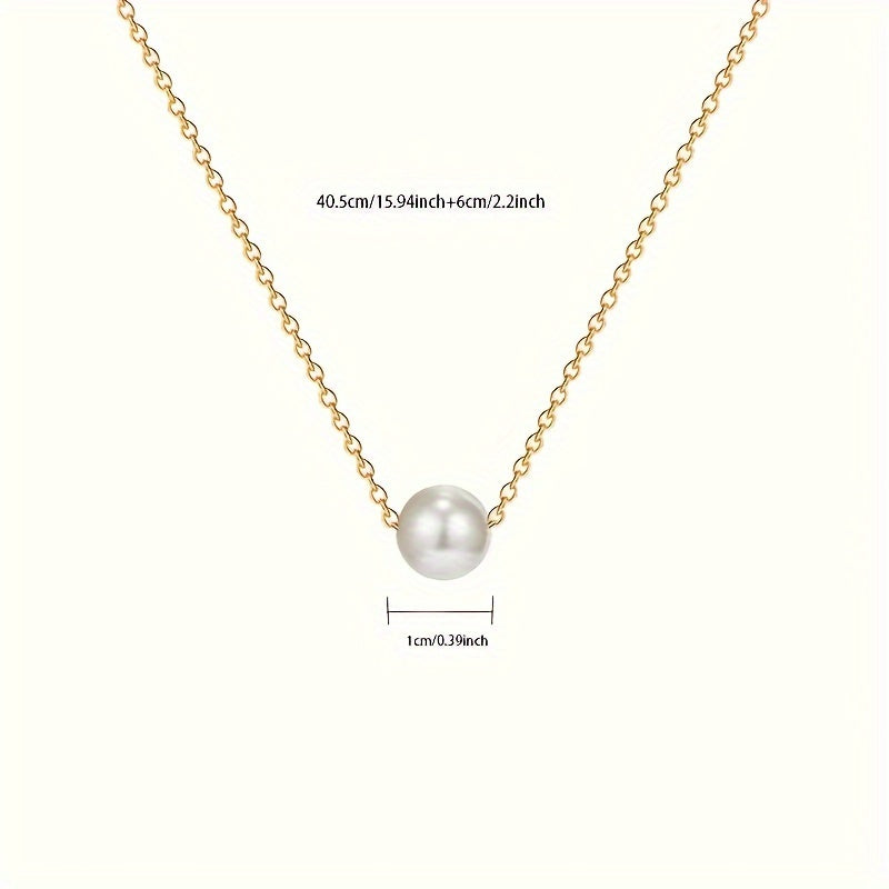 Vintage Boho Copper Chain Necklace with Imitation Pearl Pendant for Daily and Party Wear  No Plating – Valentine's Day Gift  Suitable for All Seasons