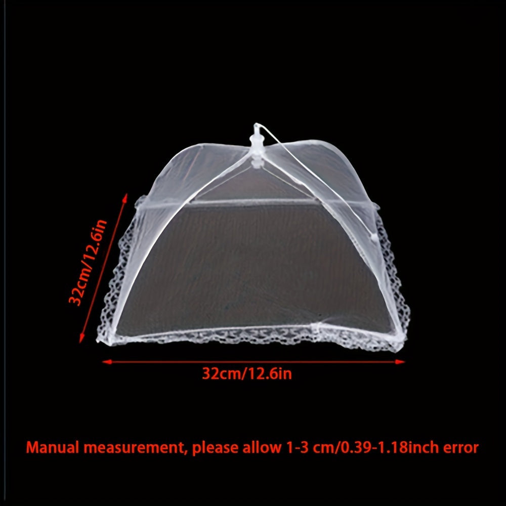 Collapsible Mesh Food Cover Tent   Portable Anti Fly & Mosquito Umbrella for Kitchen  Picnics  BBQs  and Outdoor Dining   White Lace Design  Easy Pop Up Netting for Large Bowls  Hand Washable  Kitchen Food Protector | Airy Food Cover | Sturdy Frame Constr