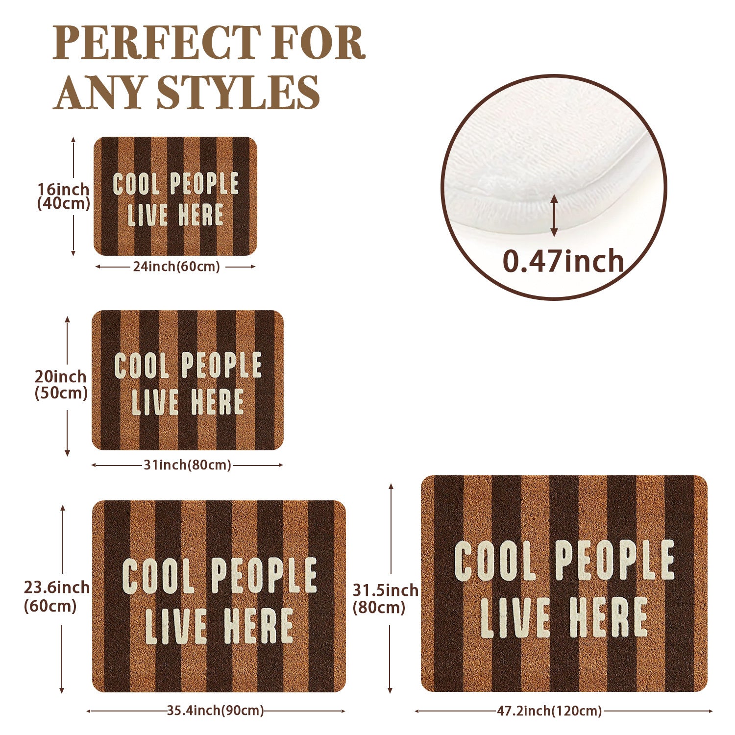 Cool People Live Here" Vertical Stripe Print Welcome