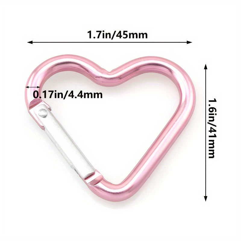 1pc/5pcs Heart Shaped Spring Hook Keychain  Aluminum Alloy  Pink  for Outdoor  Backpack  Daily Wear