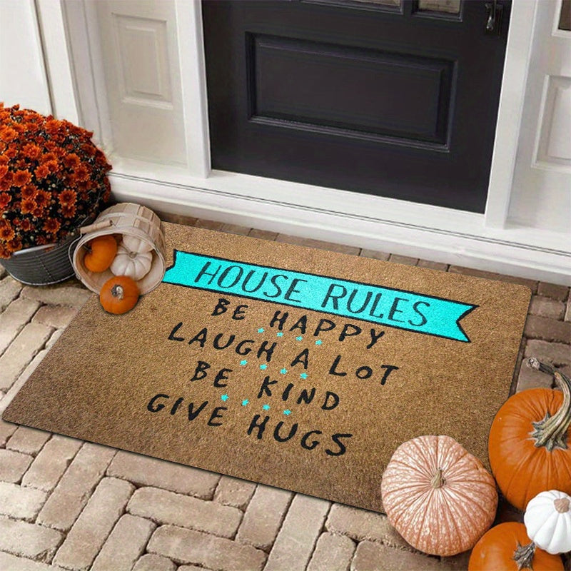 1Pc House Rules Welcome Mat Be Happy/Laugh Lot/Be Kind/Give
