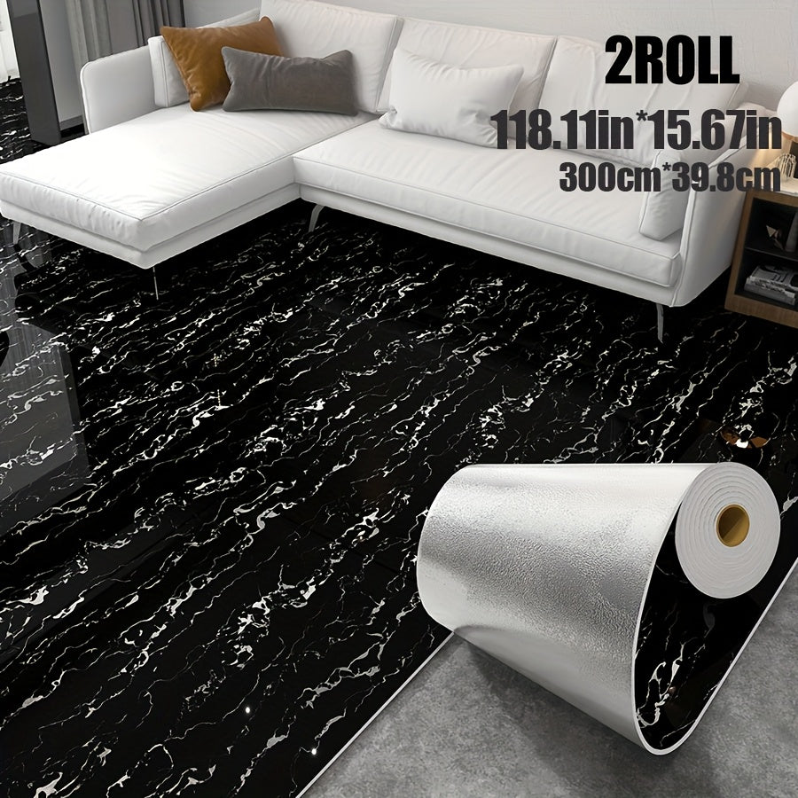 2 Rolls  Thickened Large Roll 3mm  15.67 Inches x 118.11 Inches  European Retro 3D Marble Flooring Stickers  Peel and Stick  Removable and Easy to Maintain  Pvc Wallpaper  Scratch resistant  Multi functional Design Suitable For Bedroom  Living Room