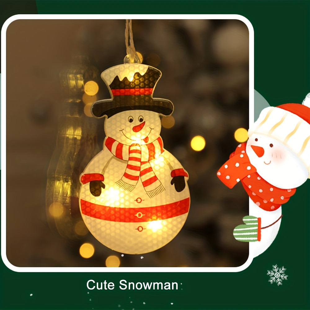 1pc Christmas LED hanging Lights  Reindeer  snowflakes  Christmas tree  snowman  socks  stars Design  Cute Style  Battery Powered  Indoor Holiday Decor  for Home  Wall  Window  Curtain  Party  Bedroom  Xmas Tree Decoration  Indoor Hanging Lights