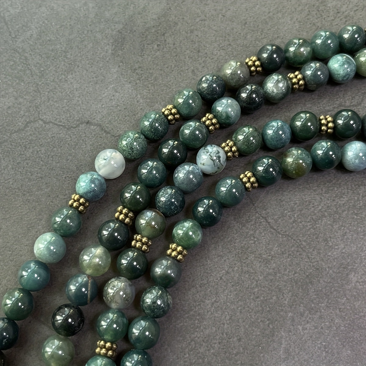 108 moss agate beads 8mm round natural agate handmade mala beads moss agate bracelet necklace inner peace vintage ladies fashion bohemian jewelry accessories holiday gift