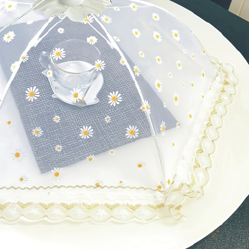A Foldable And Washable Dinner Cover Featuring a Modern Design with Daisy Patterns  Suitable for Serving Food That Is Not Suitable for Direct Food Contact.