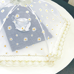 A Foldable And Washable Dinner Cover Featuring a Modern Design with Daisy Patterns  Suitable for Serving Food That Is Not Suitable for Direct Food Contact.