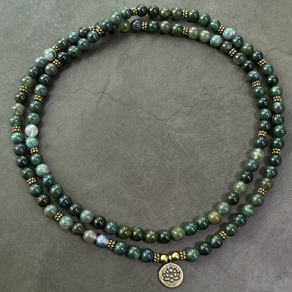 108 moss agate beads 8mm round natural agate handmade mala beads moss agate bracelet necklace inner peace vintage ladies fashion bohemian jewelry accessories holiday gift