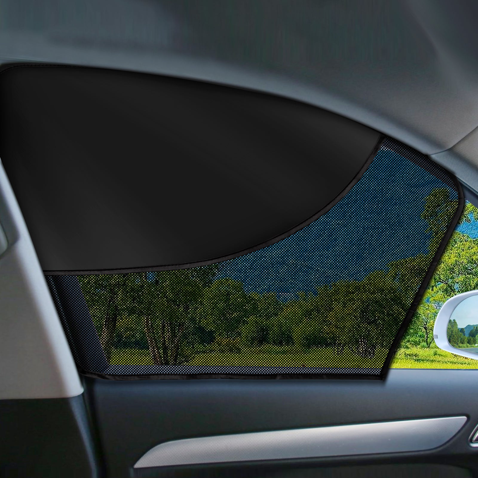 2pcs Black Car Window Shades   UV Blocking  Heat Insulating  Magnetic Privacy Curtains for Side Windows  Ideal for Camping & Outdoor Adventures  Camping Essentials | Star Pattern Design | Nonwoven Fabric