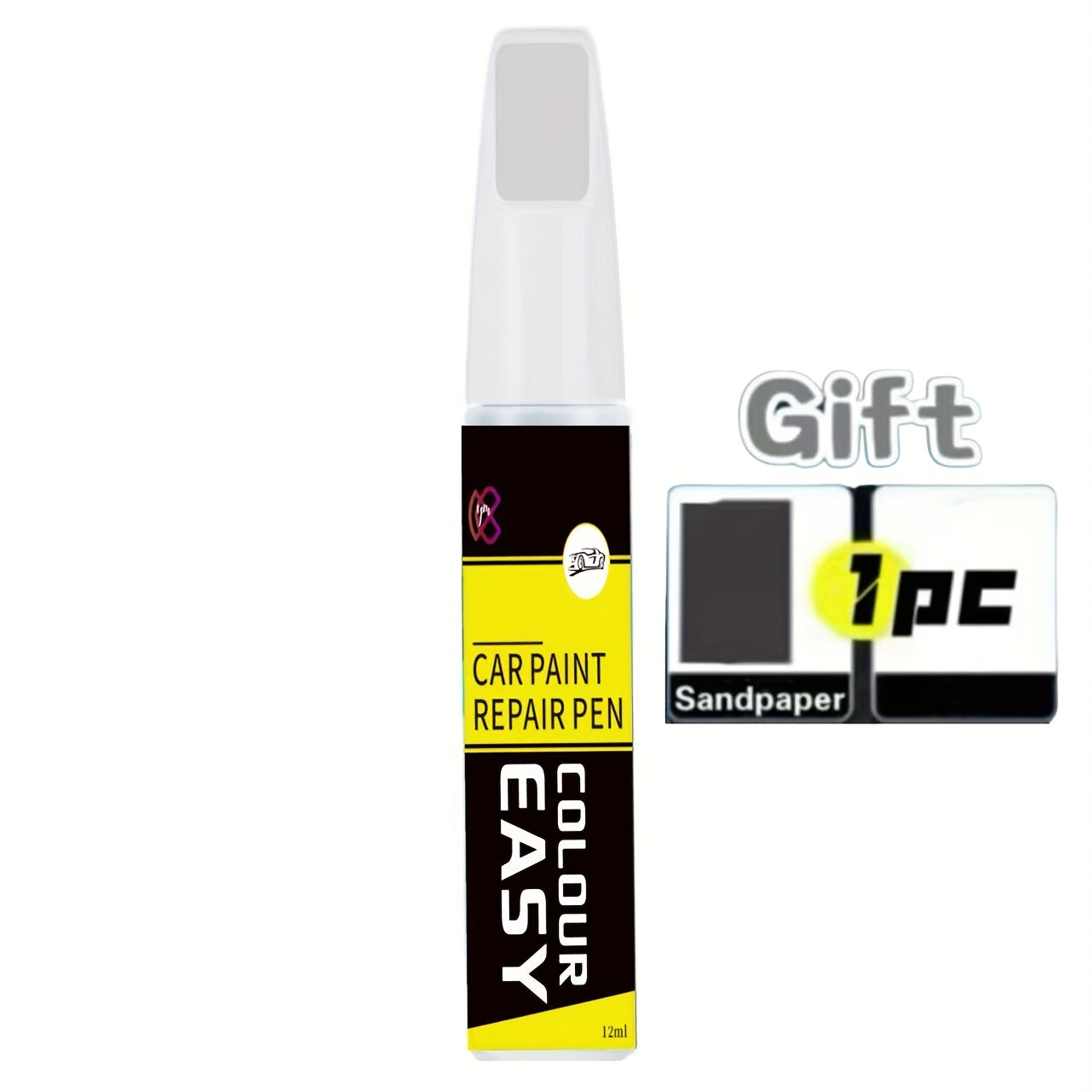 2pcs Set: Touch Up Pen + Sandpaper  New Style Repair Paint Pen with Non Oiliness Scratch Remover for Bodywork and Vehicle  Universal Car Paint Scratch Repair for