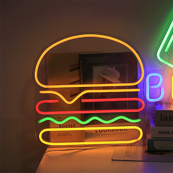 C-16 USB Powered Hamburger Neon Lamp With Back Plate + ON Off Switch