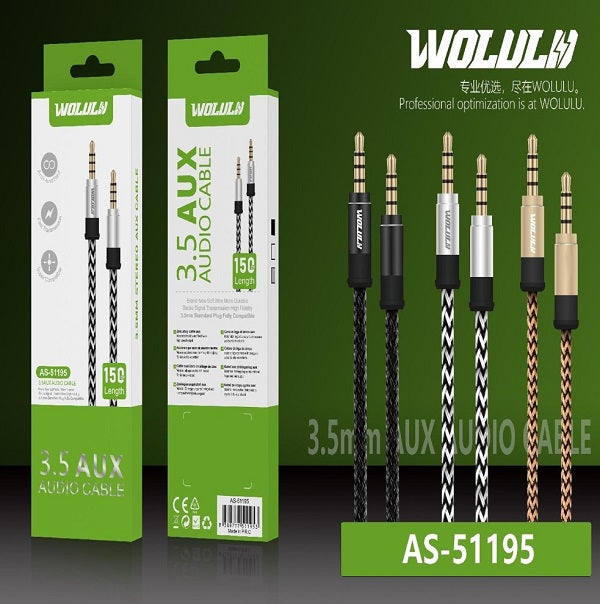 Wolulu AS-51195 Anti-knot 3.5mm Aux Cable 1.5M