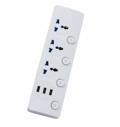 Treqa PL-506 Power Socket 4 With Individual Off Switch + 3 USB Port 2M Cable