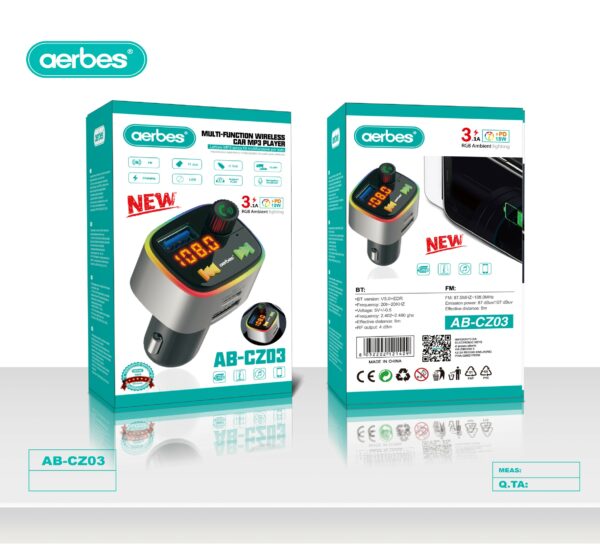 Aerbes AB-CZ03 Multifunctional Wireless RGB Car MP3 Player FM Transmitter