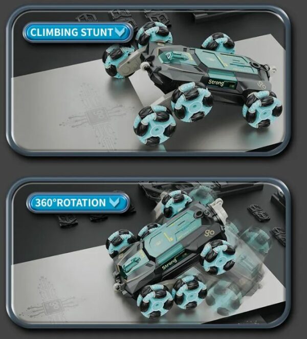 CV-D600 6 Wheels Climbing Stunt Car Rotates 360? Wth Spray Effect, Light And Sound