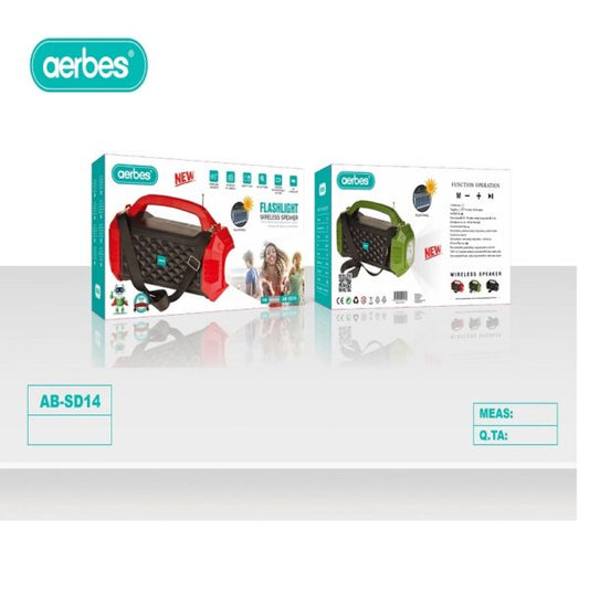 Aerbes AB-SD14 Rechargeable Solar Powered Bluetooth Speaker Flashlight