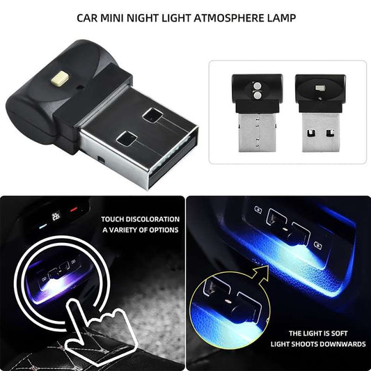 1pc Car Mini USB Seven Color Adjustable Color Decorative Ambient Light