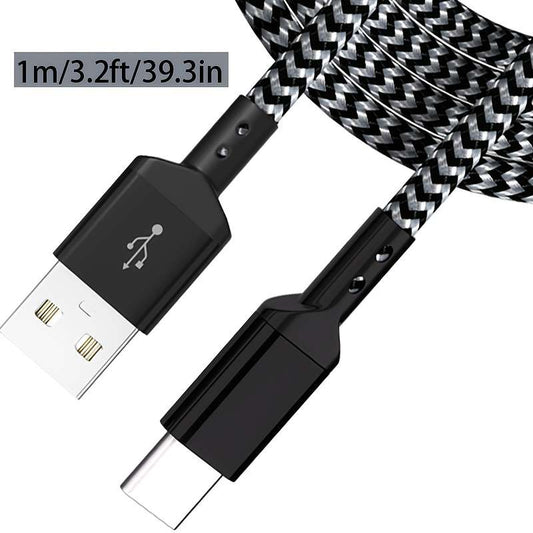 1pc 100cm USB to Type C charger Nylon Braided Fast Charging Data Cable