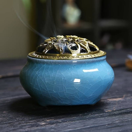 Incense Burner Model Ice Crack Censer Sky Blue Light Blue