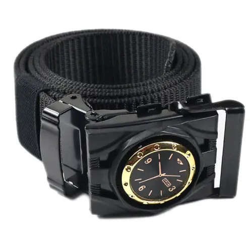 1pc Men's Clock Press Nylon Canvas Belt Color sent randomly