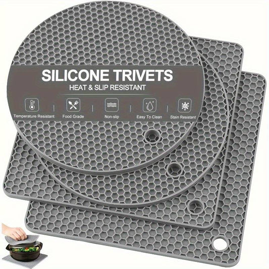 4pcs Black Silicone Heat Guard Pads Non-Slip Heat Stain Resistant Kitchen Mats for Cookwar