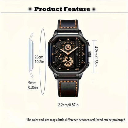 3pcs Men's Watch Sets Fashion Sports Square