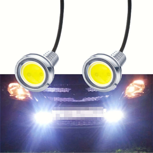 2pcs Eagle Eye LED DRL Lights 18mm Silvery Shell Boost Your Car's Visibility Safety