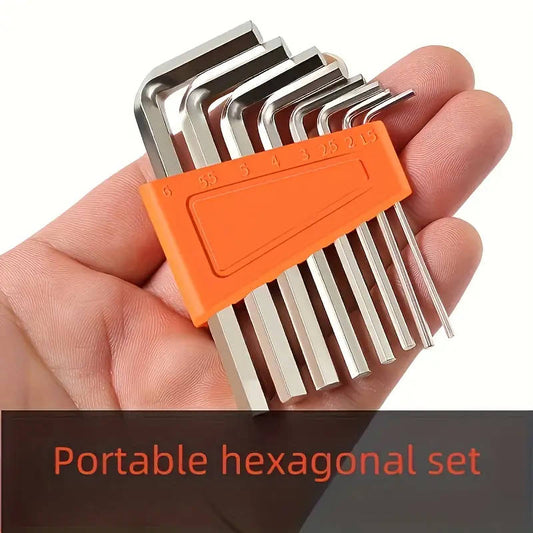 8Pcs Hex Key Wrench Set Metric Imperial Sizes L Shaped Tools