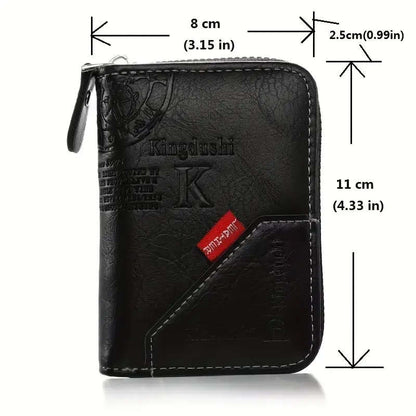 1pc Compact Retro PU Leather Wallet