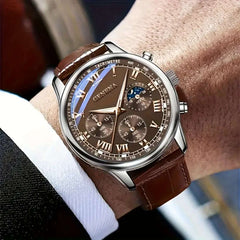 A New MenS Business Casual Round Quartz Wristwatch