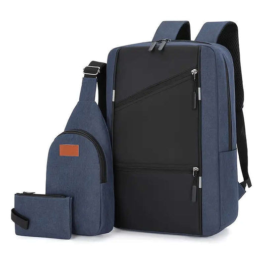3pcs Business Backpack Shoulder Bag Korean Style Trendy Travel Casual Schoolbag Simple Fashion Computer Bag