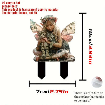 1pc Art Deco Fairy Angel Bonsai Accents Plastic Garden Stake