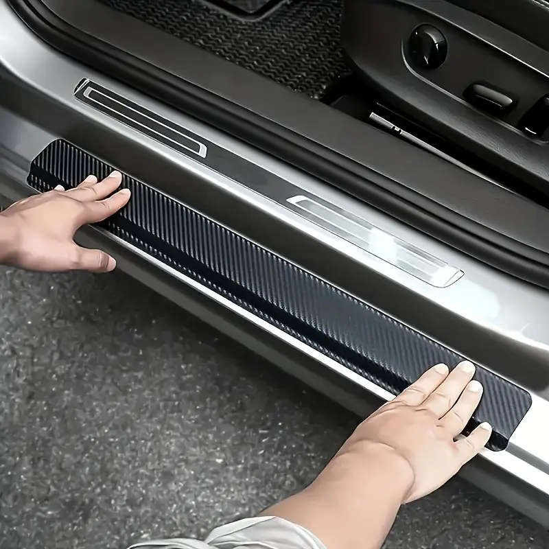 5 Pcs Carbon Fiber Car Door Sill Protector Stickers